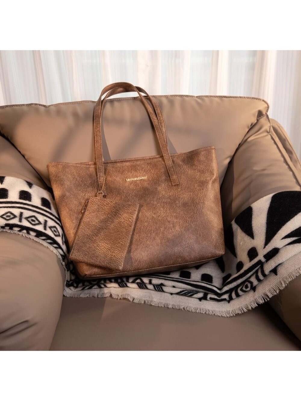 Women's Brown Vegan Leather Purse Ladies Shoulder Handbag West Tote Bags - Picture 2 of 6